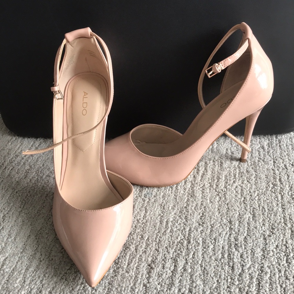 Aldo nude pumps with ankle strap